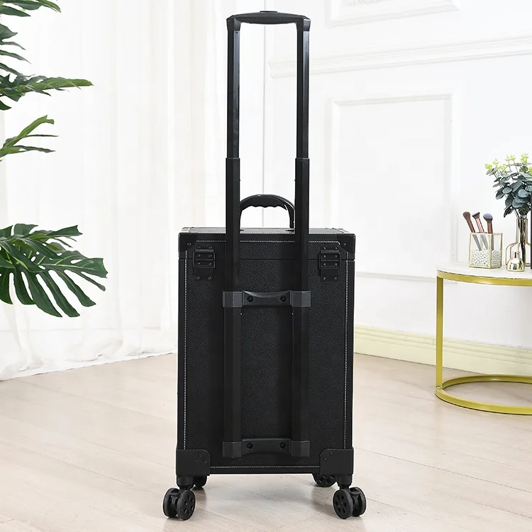 Professional Rolling Nail Case Organizer, Aluminum Trolley with Table, Salon Equipment Storage Box