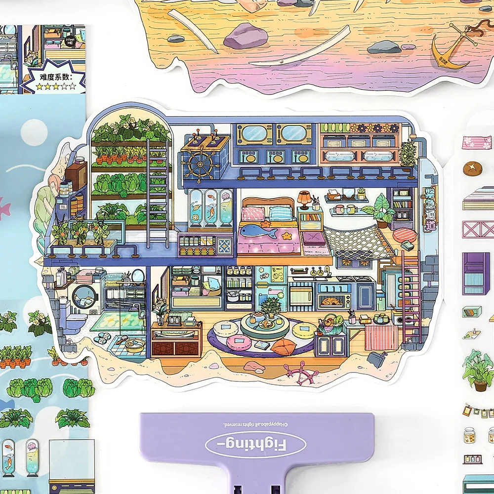

Kawaii мультфильм 2.5D секретный мир миниатюрные наклейки сцены визуальное укладки карманный дом ручной работы DIY наклейки для скрапбукинга
