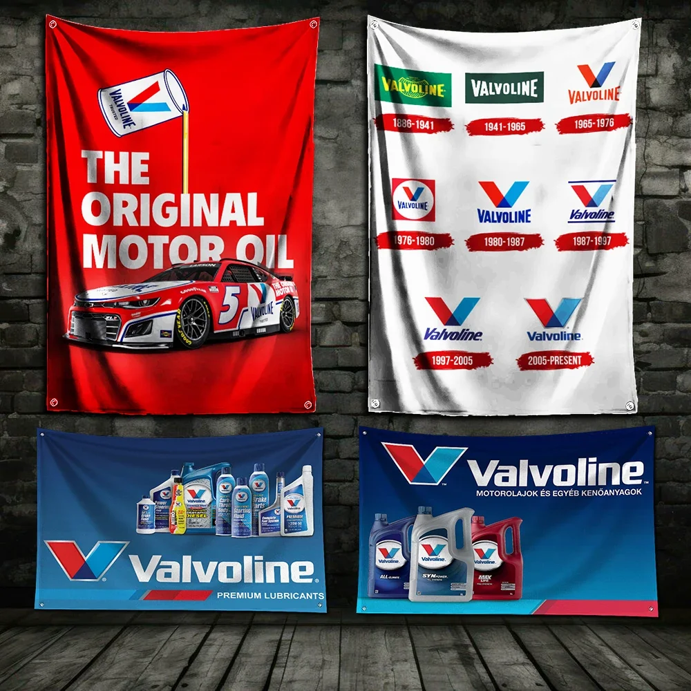 

3x5 футов V-valvolines масляный флаг полиэстер цифровая печать баннер для гаража настенное украшение для двери с латунными втулками