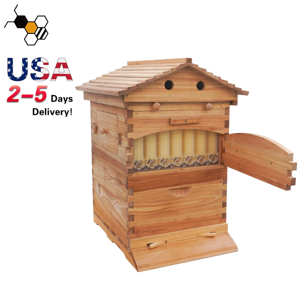 

2026 High-Quality Eco-Friendly Wooden BeehivesComplete Full Set Automatic Self Flowing Honey Bee Hive Apiculture Fir Wood Beekee