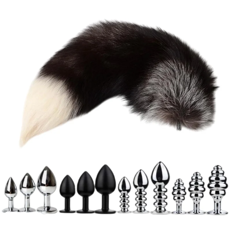 Adult Erotic Anal Sex Toys with 50cm Sexy Detachable Plush Fox Tail Anue Accessories for Fetish BDSM Role Play Flirting Shop