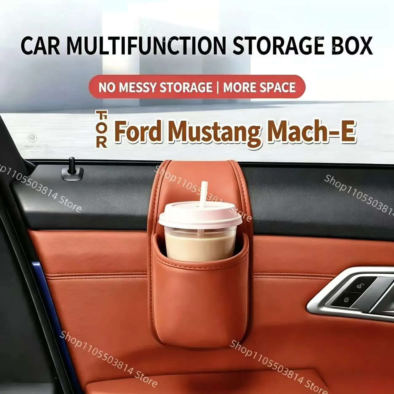 For Mustang Mach-E Door Storage Box Cup Holder Organizer Side Pocket Phone Holder Beverage Rack Multifunction Beverage Holder