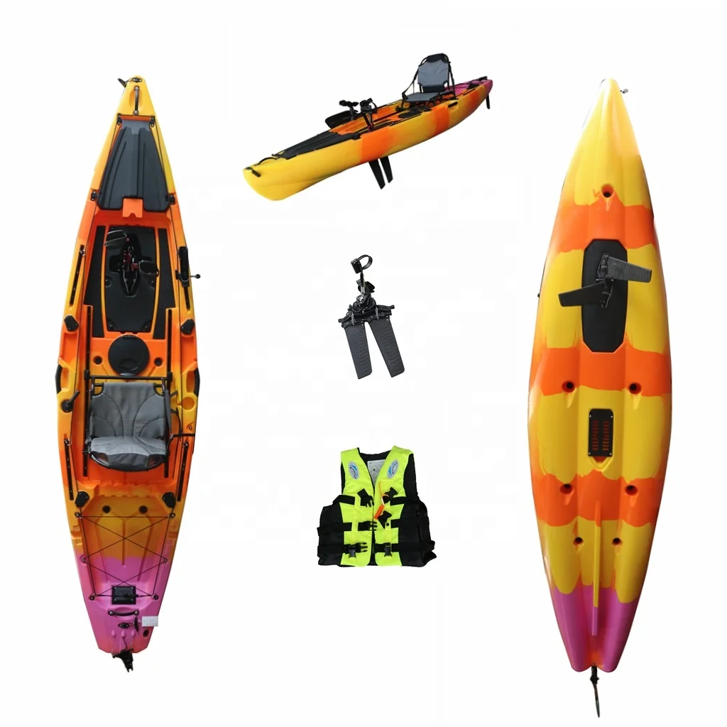 

Vicking Hot Selling 3.6m12ft Sit-On-Top Single Pedal Aluminum Fishing Kayak HDPE Hull Inflatable Canoe for River Use