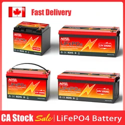 CA Stock 12V 24V LiFePO4 Battery 50Ah 100Ah 200Ah Lithium Iron Phosphate Battery Built in BMS Deep Cycle Rechargeable for Camper