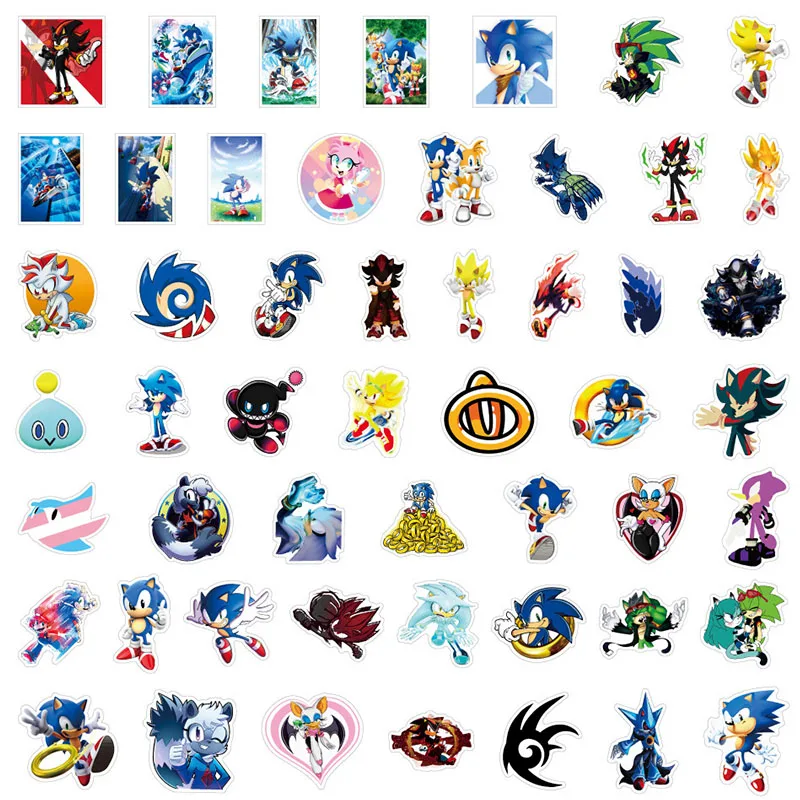 50PCS Sonic The Hedgehog DIY Stickers Phone Trunk Refrigerator Waterproof Anime Stickers Anime Figure Image Toys Sticker Gift