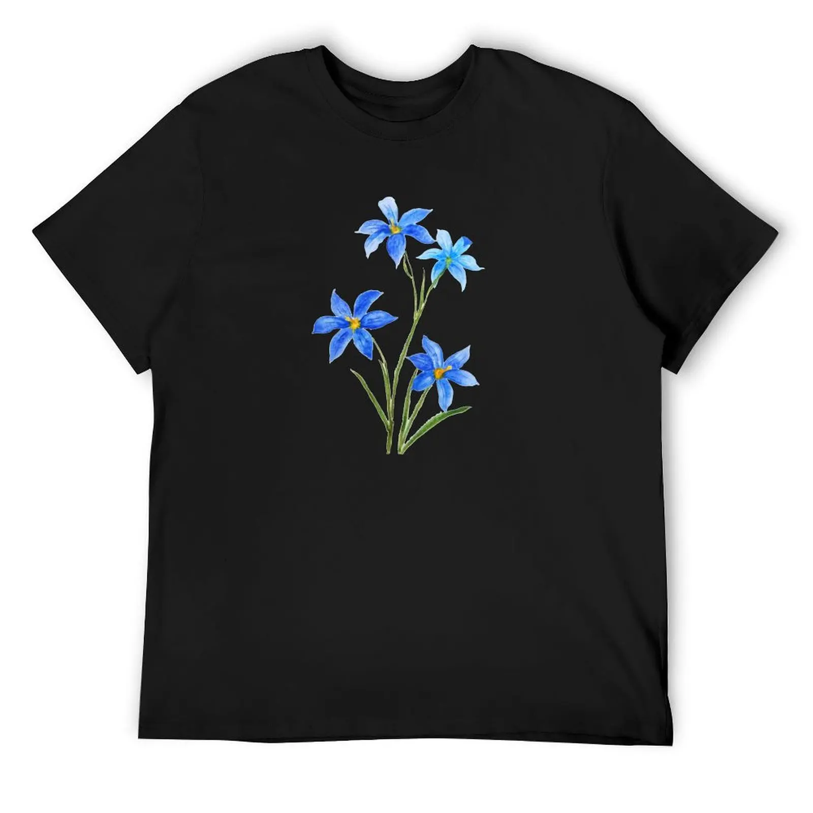 

dotted blue eyes grass flower watercolor T-Shirt Luxury man plus sizes cheap stuff heavy weight t shirts for men