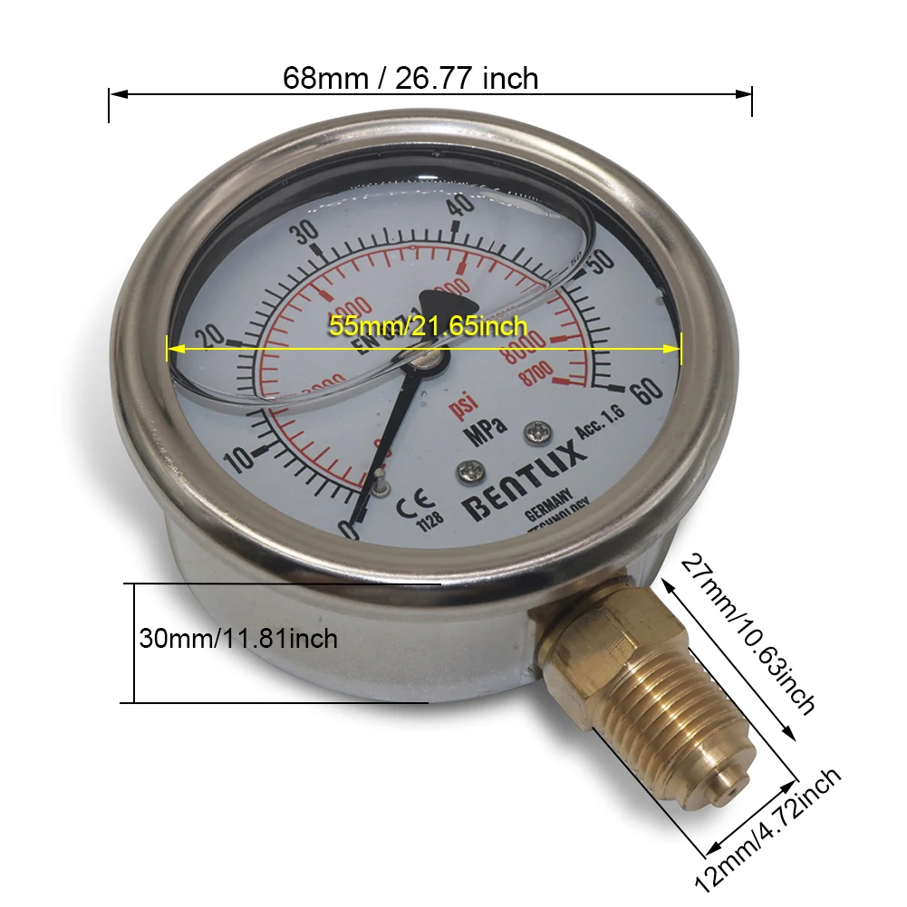 Excavator Hydraulic Pressure Meauring Device Hydraulic Pressure Gauge Kit with 6 Test Couplings 3 Pressure Gauges 3 Test Hose