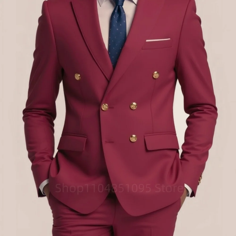 مودا 2 قطعة الرجال الزفاف سترة سهرة مزدوجة الصدر رفقاء التدخين الأعمال سليم صالح ملابس كاجوال للرجال