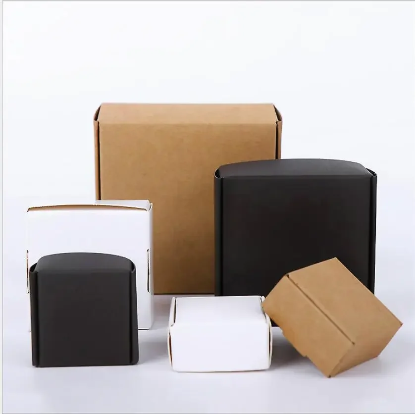 100pcs Kraft Paper Box Black Cardboard Packaging Boxes For Handmade Soap Small White Jewelry Gift Box