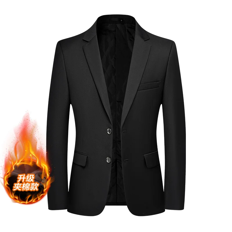 

Блейзер на осень и зиму, мужской модный деловой свадебный пиджак из хлопка, однотонный, универсальный, для похудения, повседневный банкетный пиджак