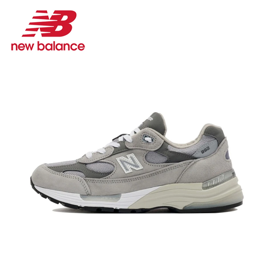 Original New Balance NB 992 Classic Vintage Mesh Leather Casual Men\'s and Women\'s Running Shoes White Grey M992GR