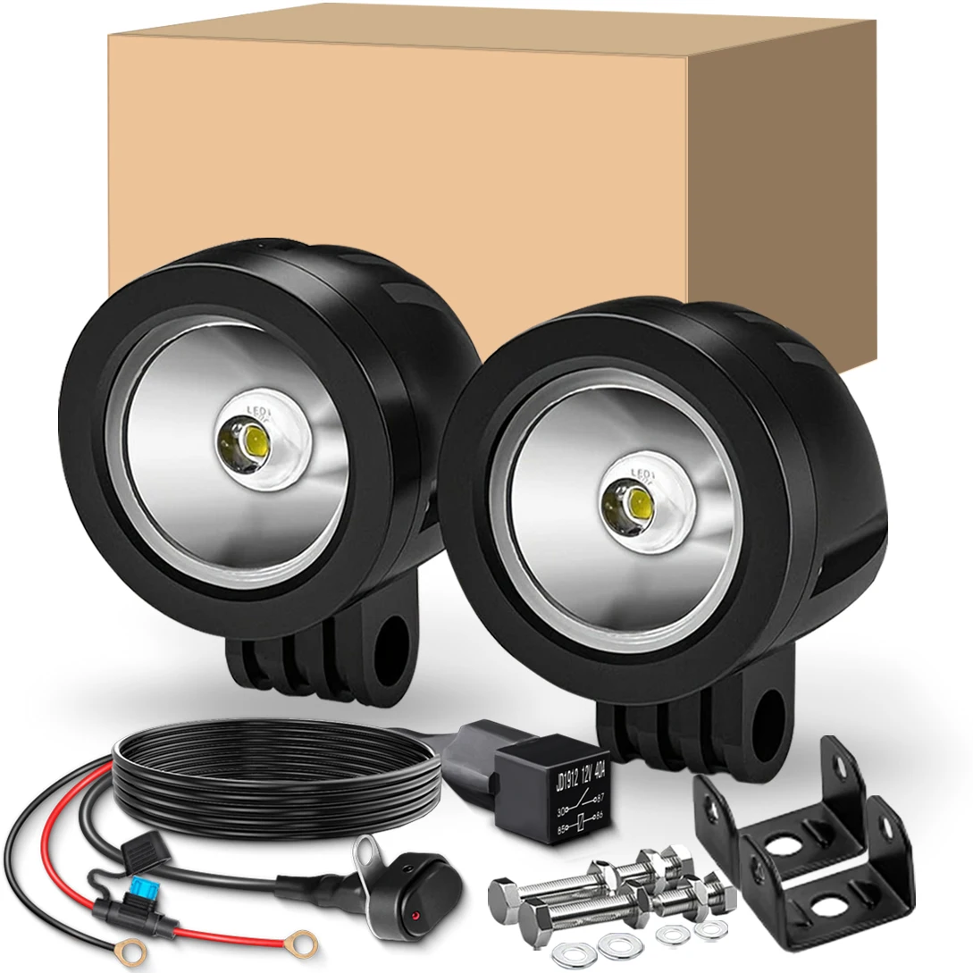 

Вспомогательные фонари для мотоциклов, светодиодные фары дальнего света белого цвета, внедорожные рабочие фары, водонепроницаемые и пыленепроницаемые, подходят для