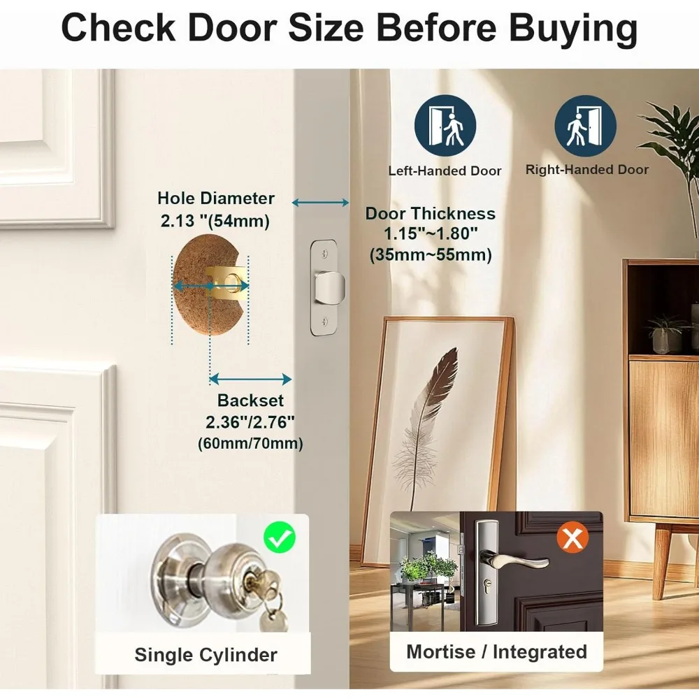 Smart WiFi Lock for Front Door: SMONET Fingerprint Keypad Lock with Handle - Keyless Entry Door Lock Compatible with Alexa Easy