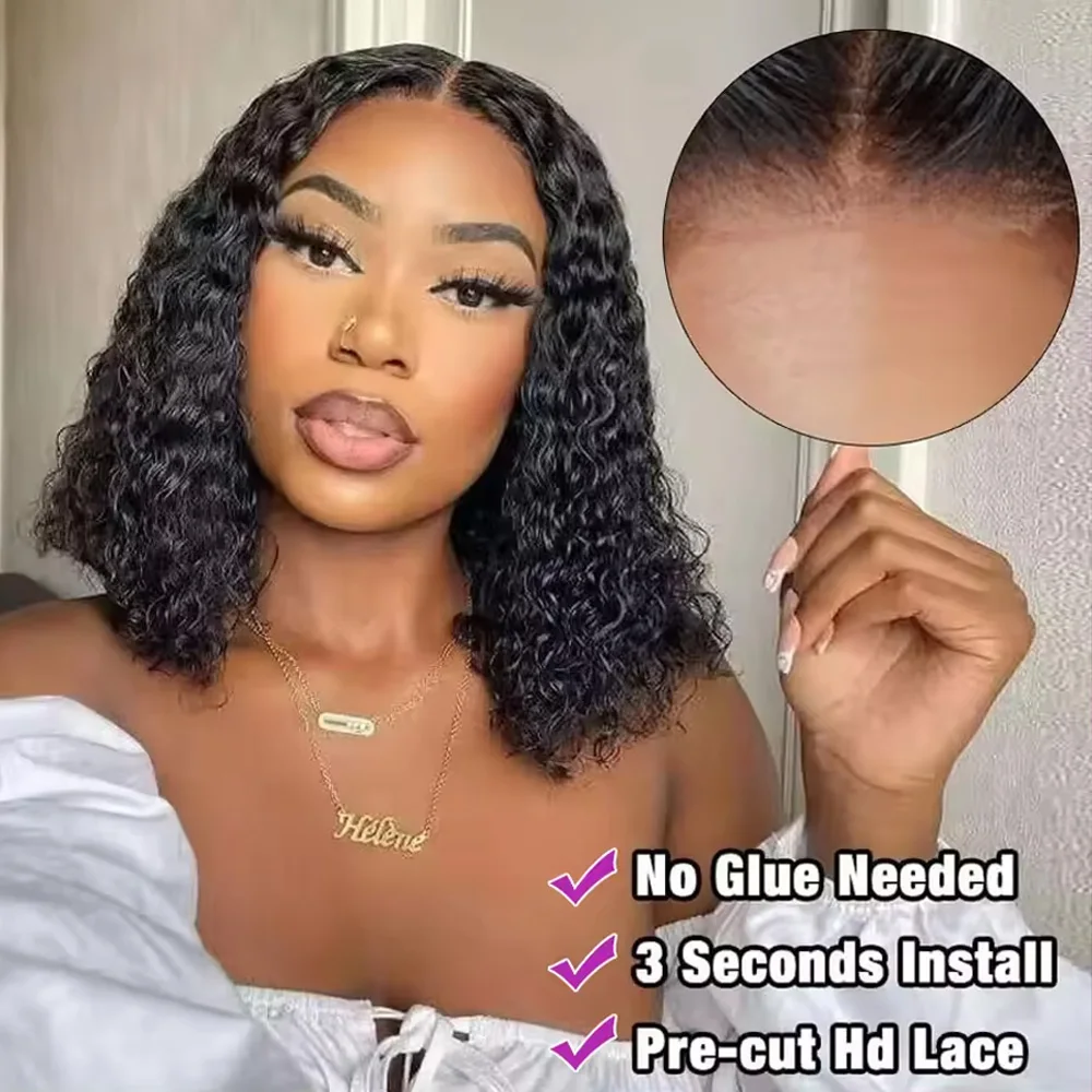 Cabelo humano sem cola de onda profunda 13x4 pronto para usar 250% pré-cortado 13x6 peruca de cabelo humano frontal de renda