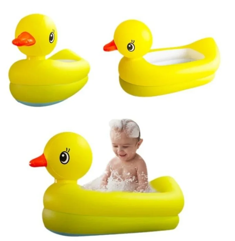 Banheira inflável de pato, piscina para bebês, pato amarelo, banheira inflável, brinquedos infláveis de verão para crianças