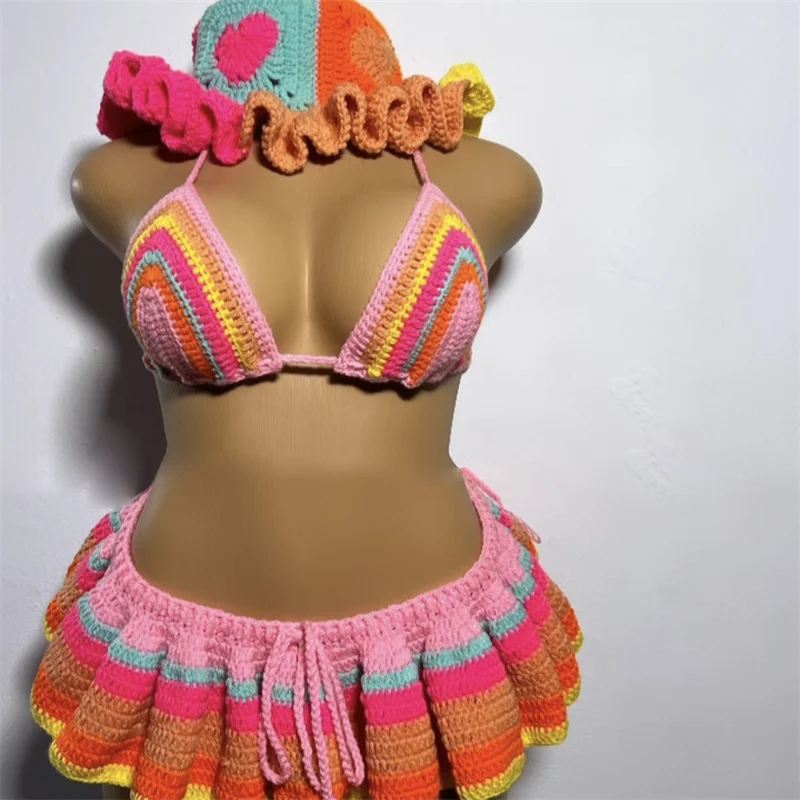 Hand crocheted Sexy bikini set women swimsuit Two-Piece Set Split swimwear bandage New Summer hot sales beach party clothes