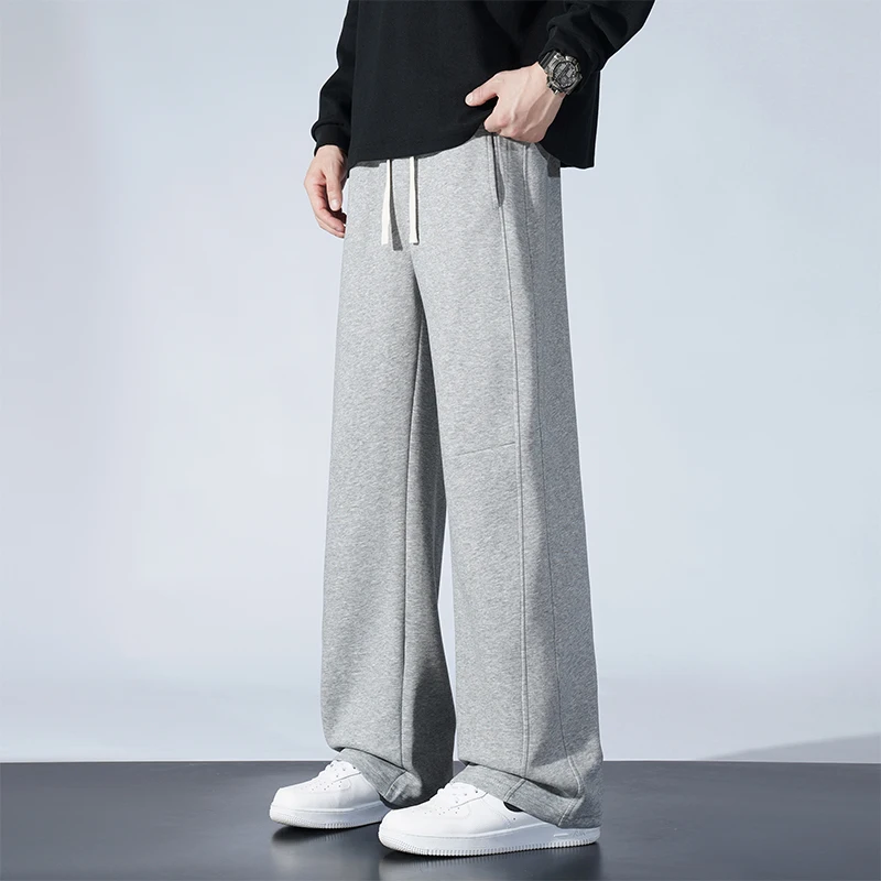 

Casual Solid Color Comfortable High-quality Fabric Men High Stretch Stylish Fleece-lined Warm Sports Pants Running Trousers