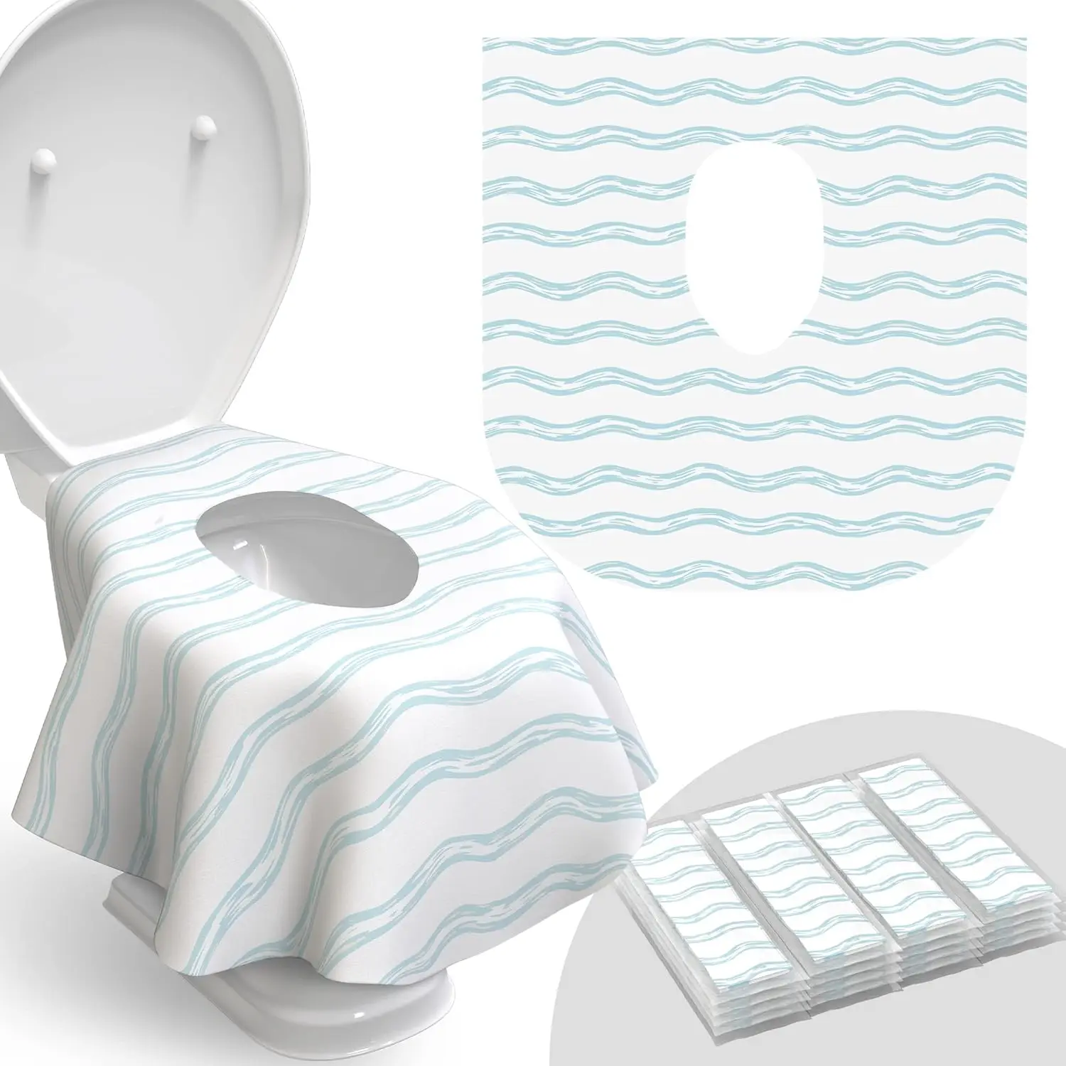 

Disposable Toilet Seat Covers for Travel - 20 Pack Wrapped in Sets of 2, Non-Flushable Liners for Kids and Adults