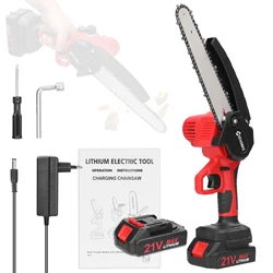 Portátil Elétrica Serras De Poda, Elétrica Chainsaw, Wood Splitting, One-Handed Ferramenta De Madeira, Sistema De Lubrificação, 21V, 8