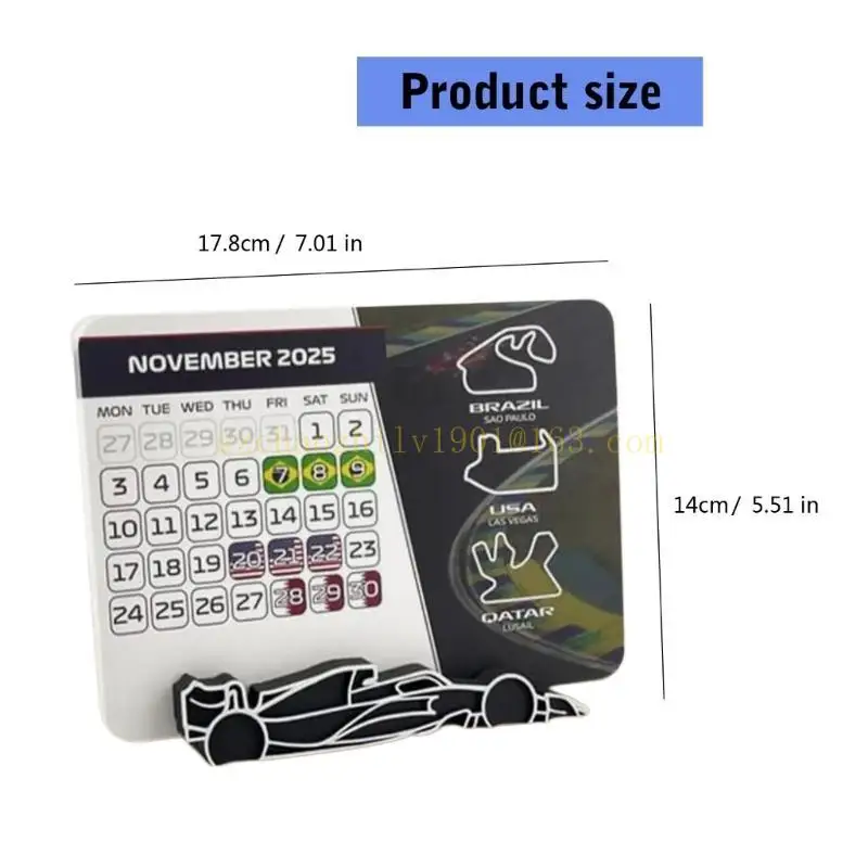 62KAレーシングガイドホルダースタンドのカレンダー2025イベント日付付きデスクカレンダー