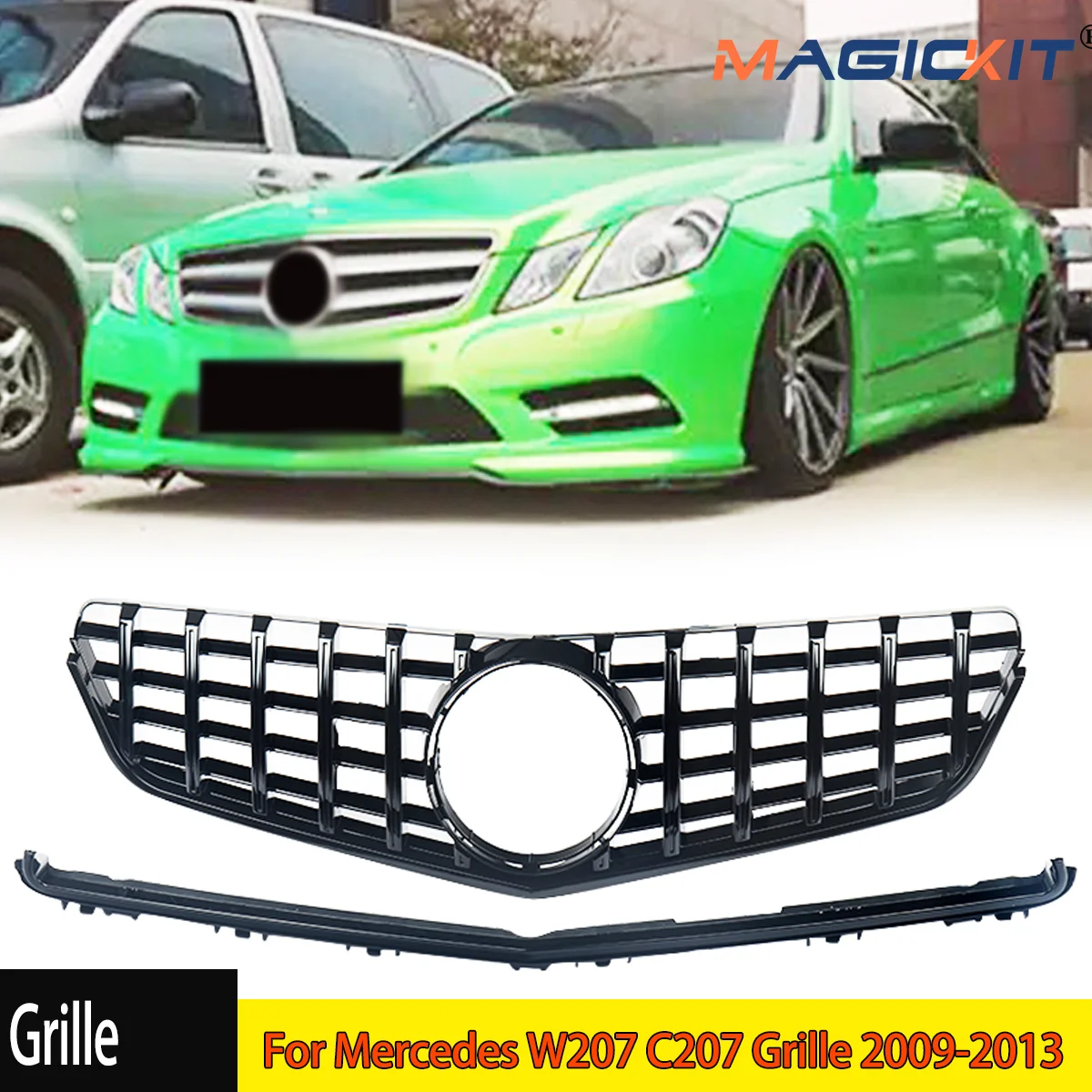 

For Mercedes W207 C207 Grille 2009-2013 Benz E Class E350 E550 C207 Coupe GT-R Grille Tuning Front Bumper Grill Grid CAR