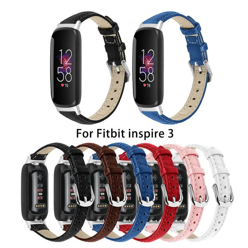 Lederarmband für Fitbit Inspire 3 Smart-Armband Ersatzband mit Bambusmuster für Damen und Herren für Fitbit Inspire 3 Uhrenarmband