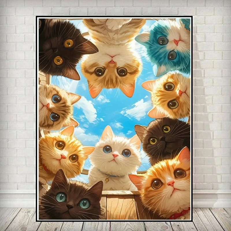 DIY 5D Diamant-Malerei-Set Katze Cartoon-Motiv Tier-Stickerei Strass Kreuzstich Mosaik Handarbeit Heimdekoration Geschenke