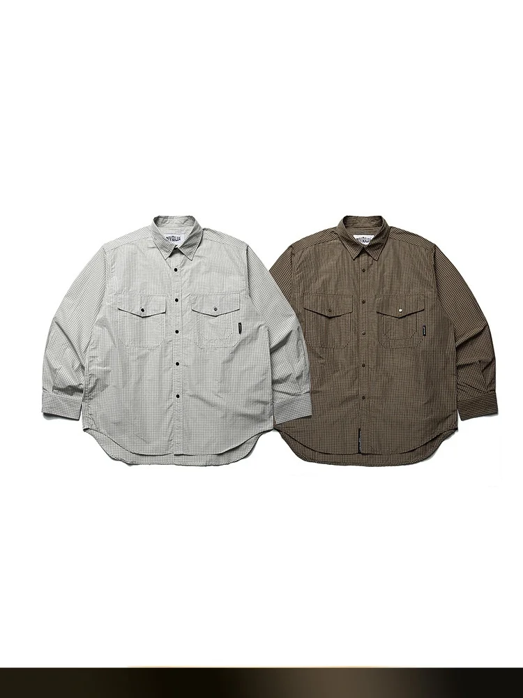 

American Retro Loose Fit Plaid Long Sleeve Shirt Casual Couple's Workwear Shirt Polyester Fiber Autumn New Style NTED