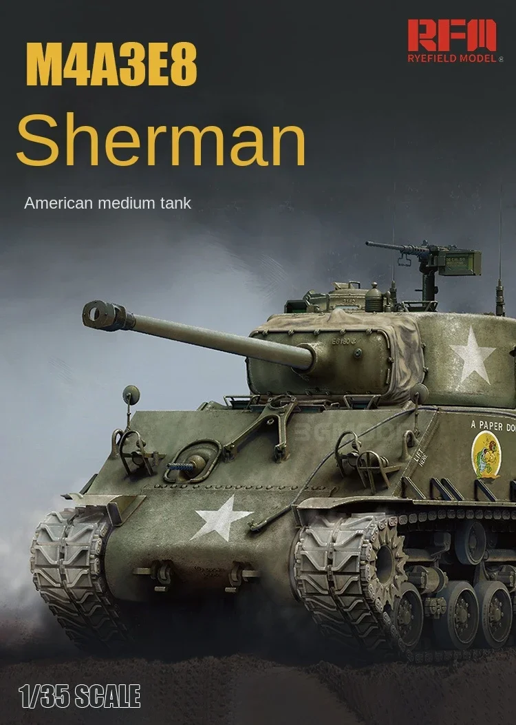 Ryefield model DIY military assembly tank model kit RM-5028 1/35 US Medium Tank M4A3E8 Sherman