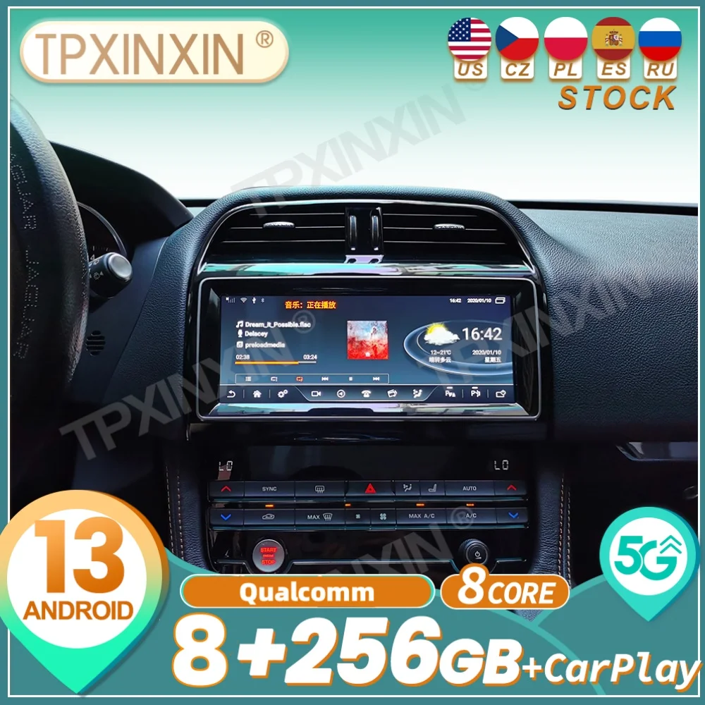 Qualcomm para Jaguar f-pace 2016 ~ 2019 Android Auto Carplay Radio de coche estéreo reproductor Multimedia automotriz unidad principal de navegación GPS