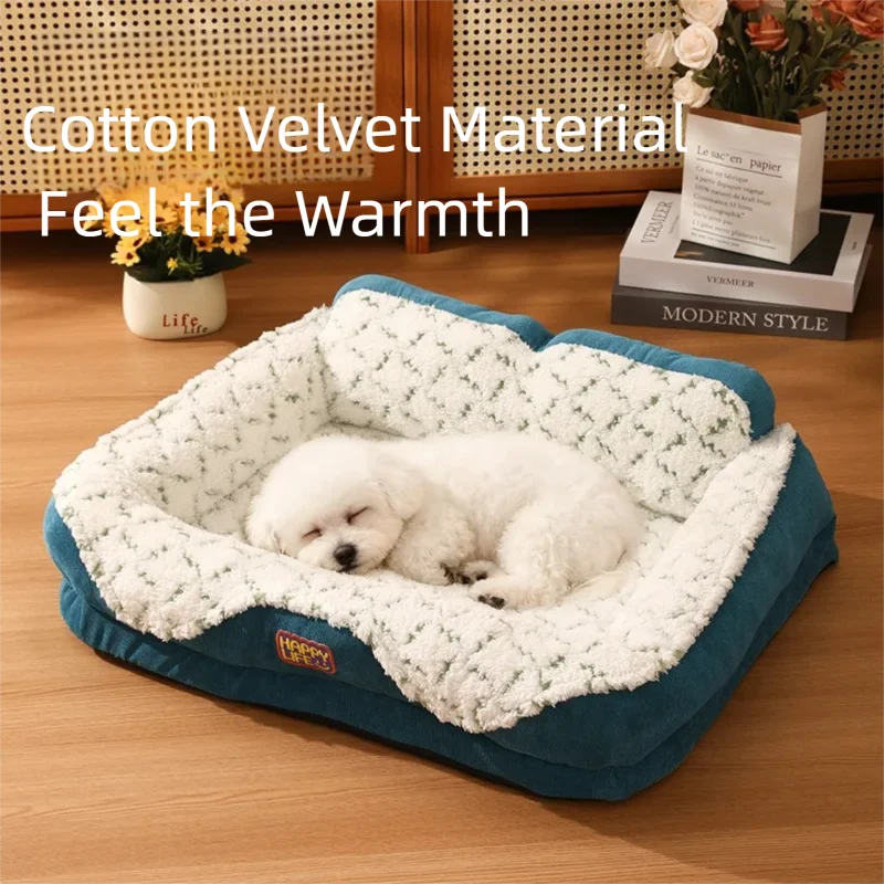 

Winter Warm Dog Bed Large Dog House Soft Plush Kennel Mat Washable Removable Cover protect neck Pet Supplies for Cats Dogs