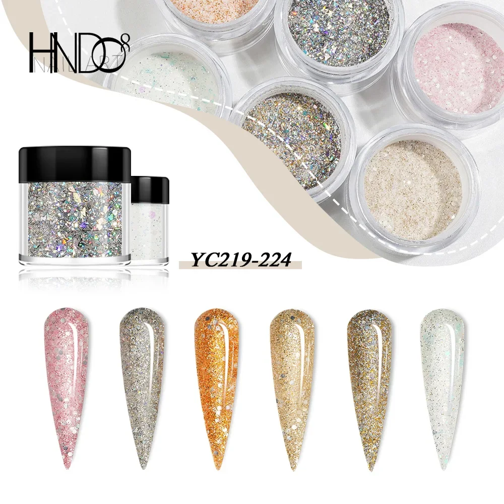 HNDO Bottle 5g Nail Glitter Sparking Dipping Acrylic Powder Sequins Pigment Dust for Professional Nails Manicure Design