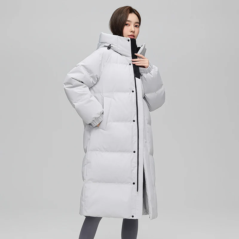 Parkas de esquí gruesas y cálidas para parejas, Chaqueta de algodón recta de longitud media de Color sólido, chaquetas acolchadas a prueba de viento para exteriores, invierno