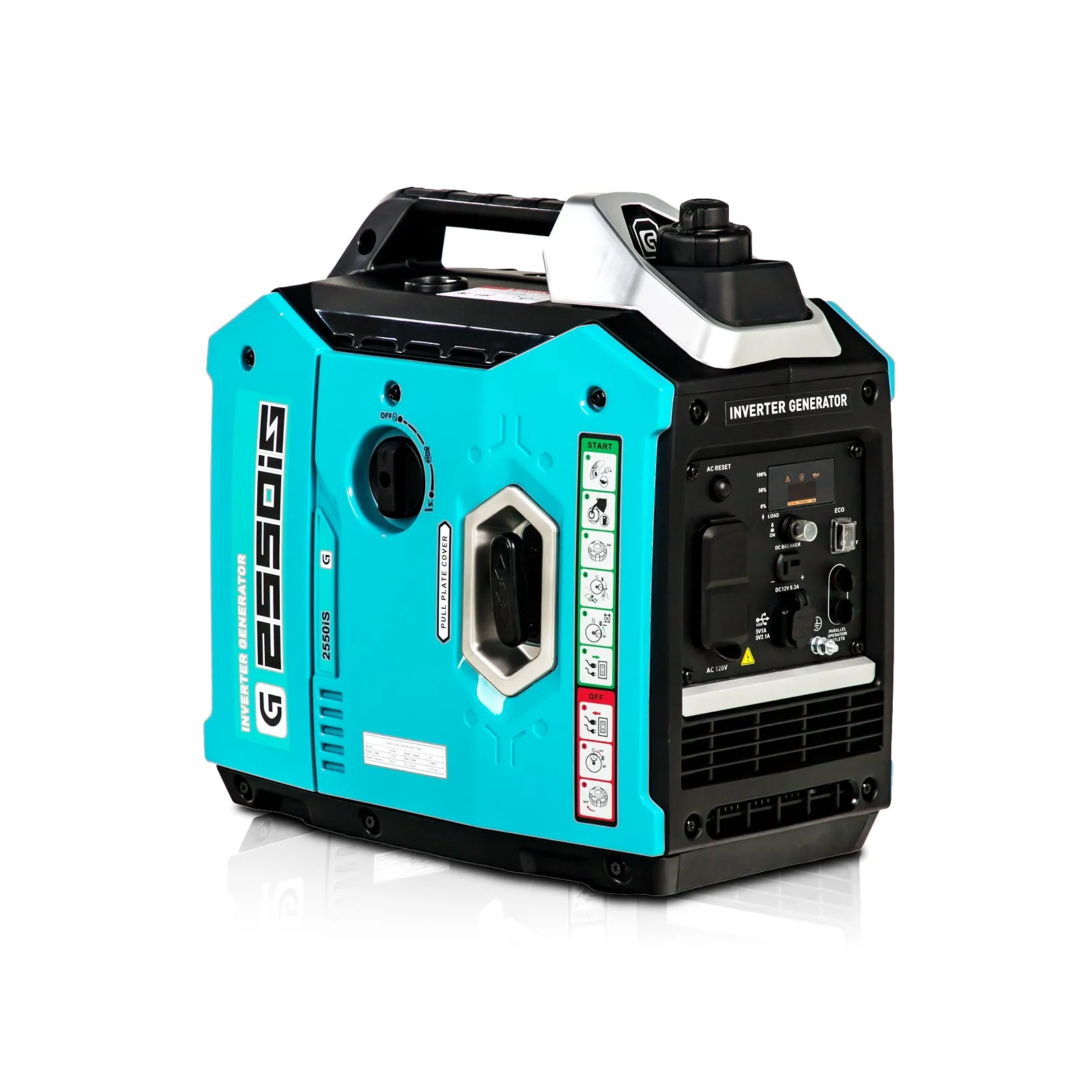 120V 2550W Portable Inverter Generator Super Quiet Gas Powered For Outdoor