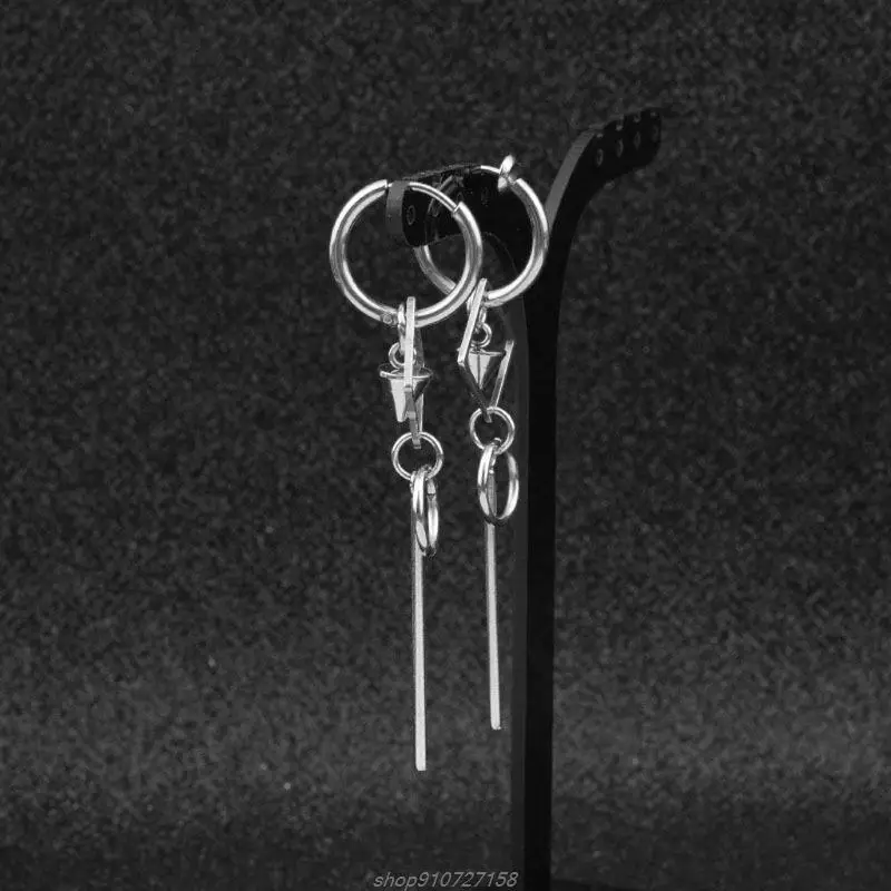 Personalized Long Tassel Pendant Drop Earrings Punk KPOP Boys Korean Earrings Hip Hop Stainless Steel Earrings AR18 22 Dropship