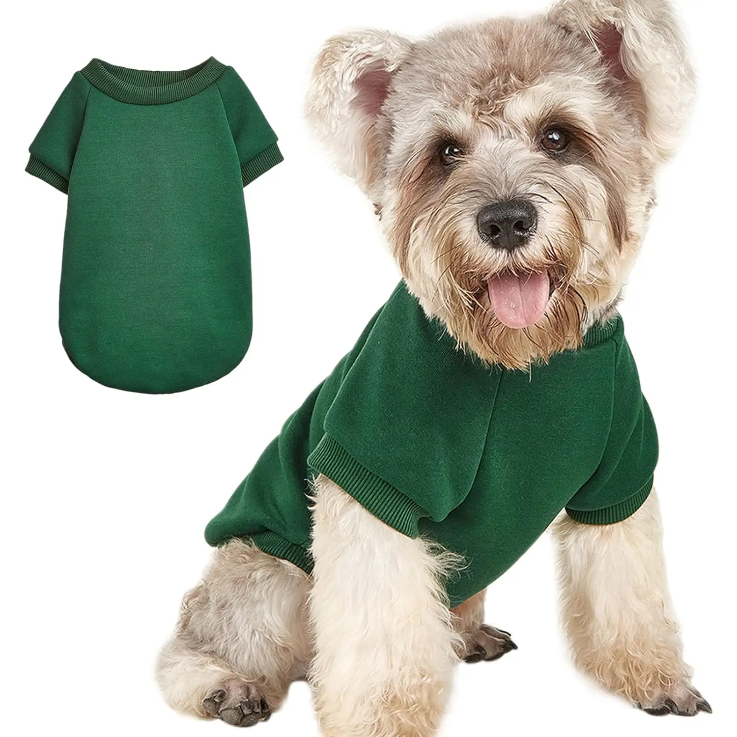 Soft Puppy Sweater Small Dog Winter Knit Pullover Green S, Customized