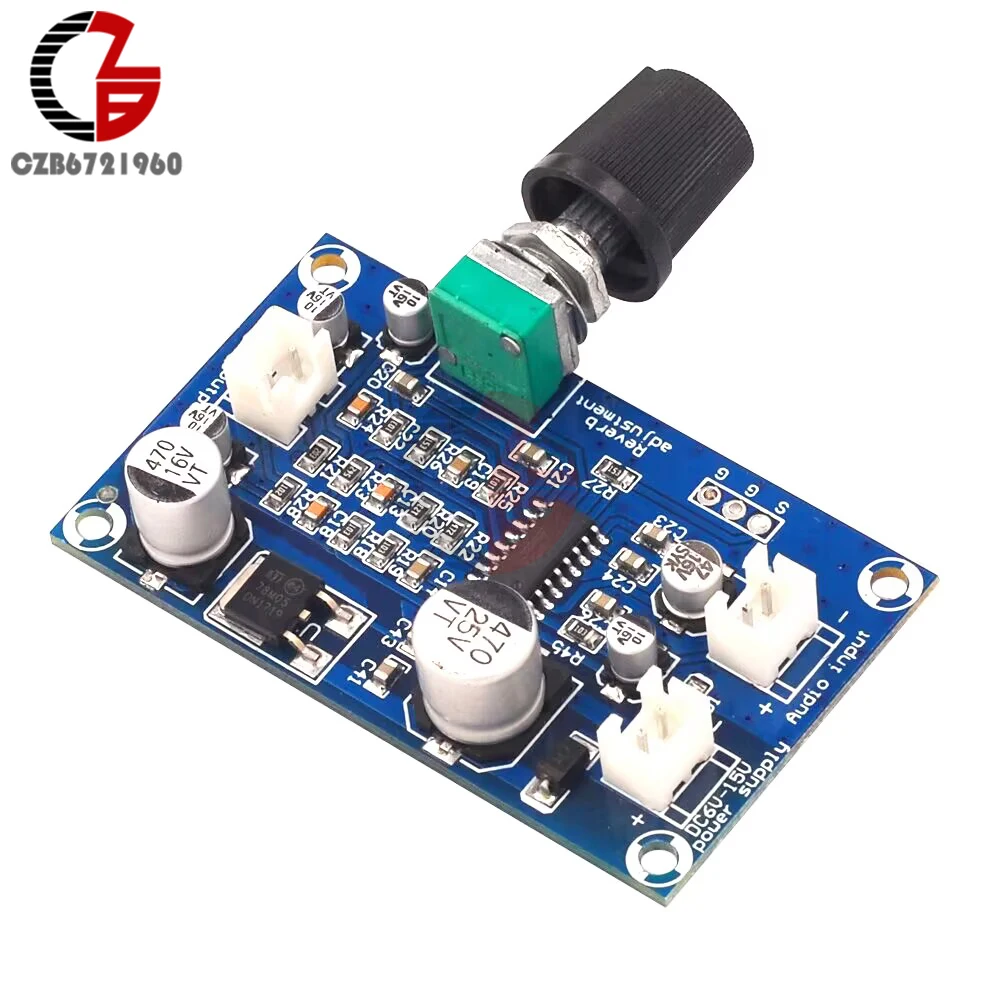 Imagem -02 - Microfone Reverberação Board M65831 Mono Amplificador Preamp Reverb dc Única Fonte de Alimentação Amplificador de Potência Módulo dc 615v Pt2399