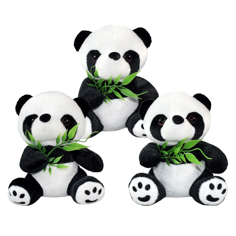 

16cm Kawaii Panda With Bamboo Leaves Plush Toys Soft Cartoon Animal Stuffed Cute Animals Pendant Doll Kids Funny Birthday Gifts