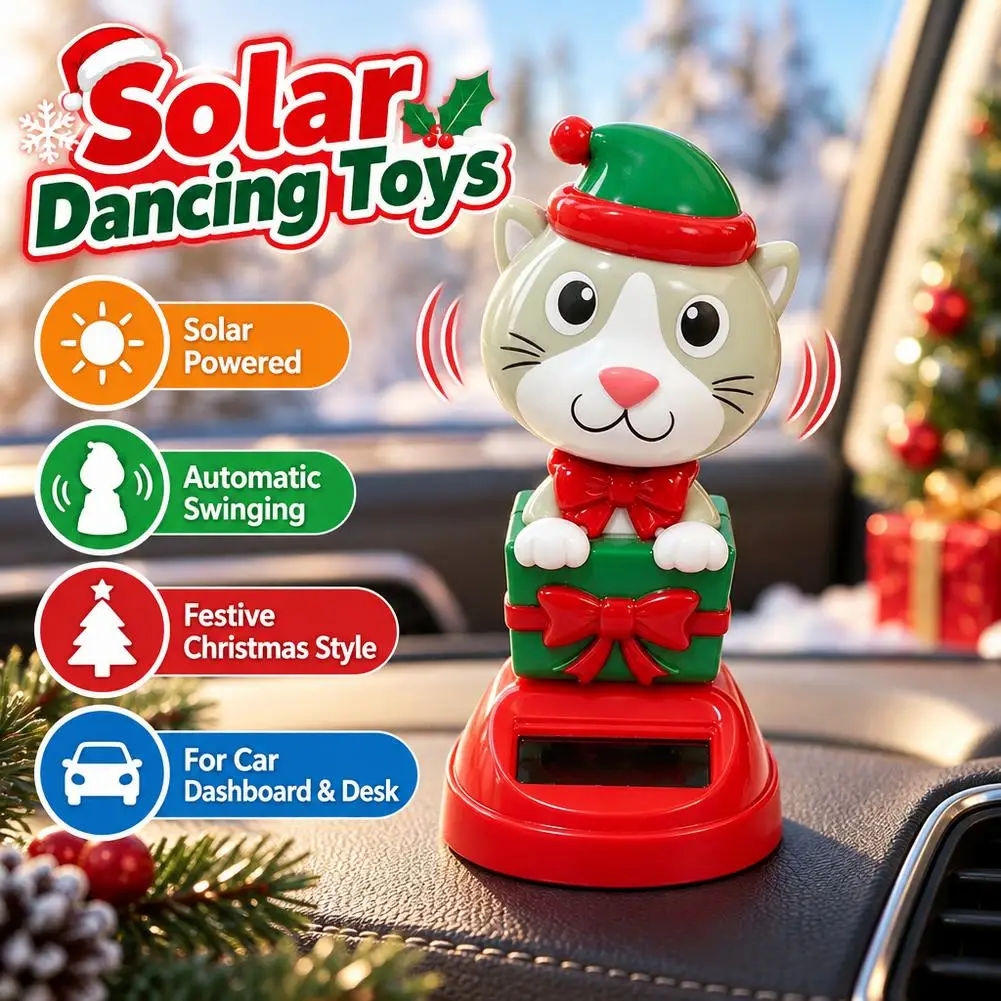 Car Ornaments Solar Powered Dancing Shaking Head Cartoon Halloween/Christmas Doll Toys Auto Dashboard Decoration Car Accessories