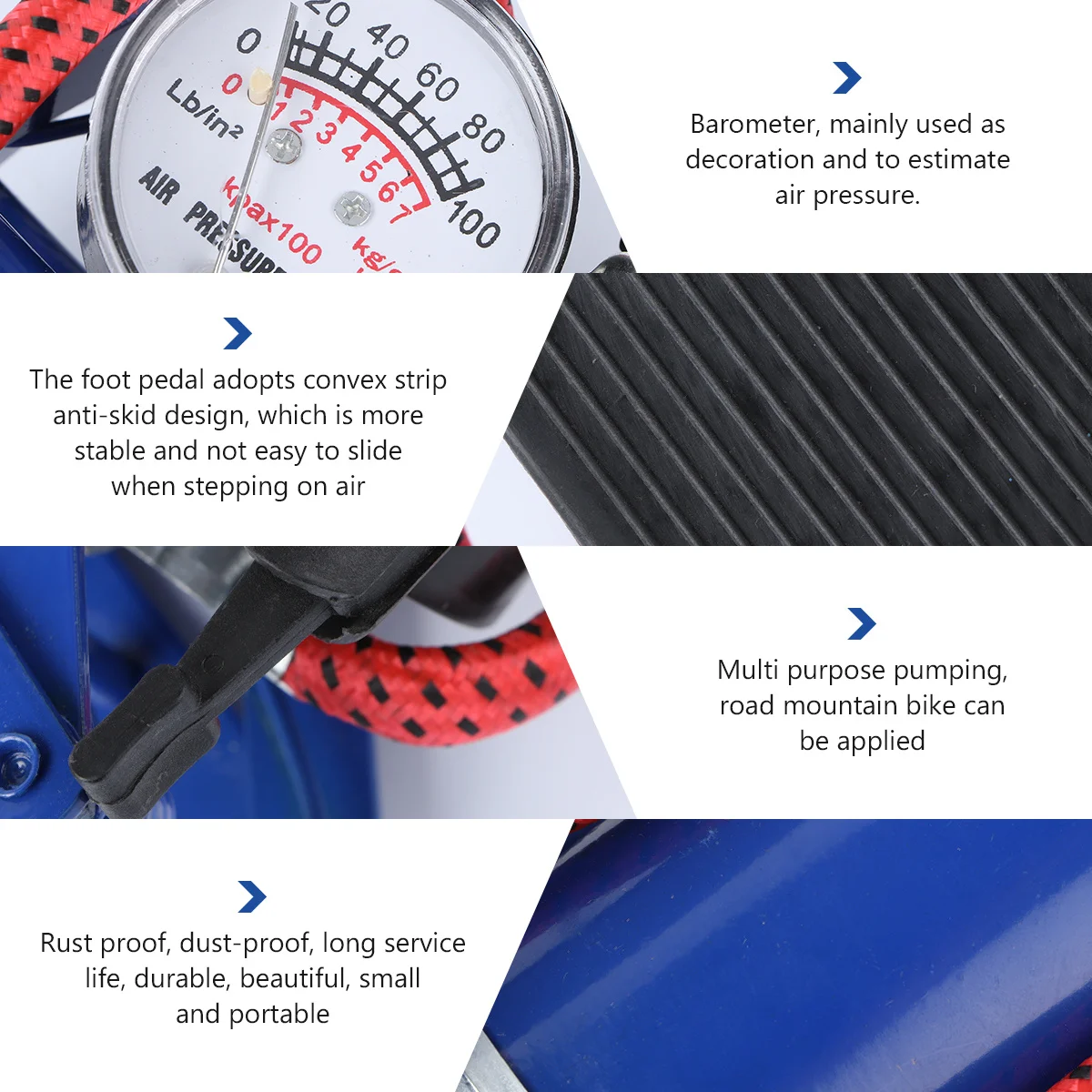 

1Pcs Tire Inflator Pump High Pressure Floor Bike Air Pump for Car Motorcycle Bicycle Rubber Boat Inflatable Bed