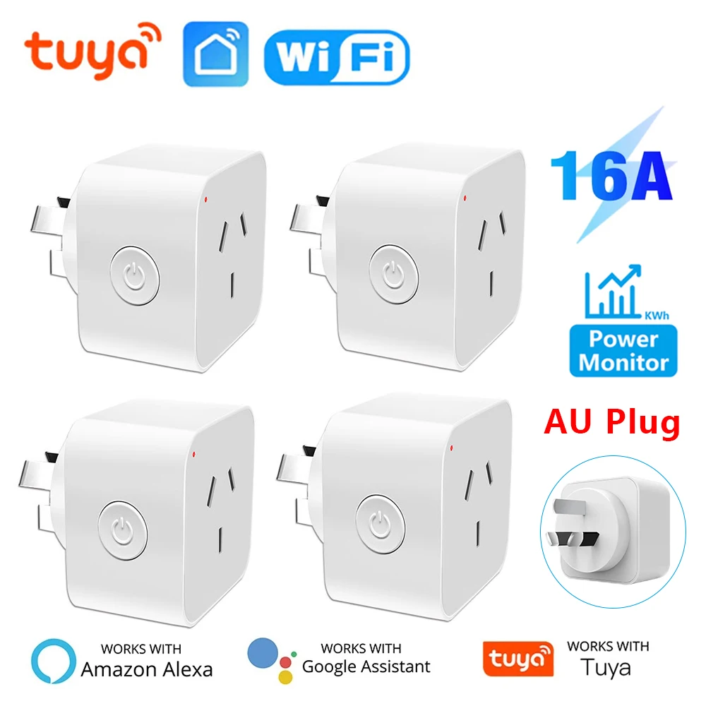 Tuya Smart Socket WiFi Intelligent AU Plug With Power Monitor Wireless Timing Socket Voice Control Works With Alexa Google Home