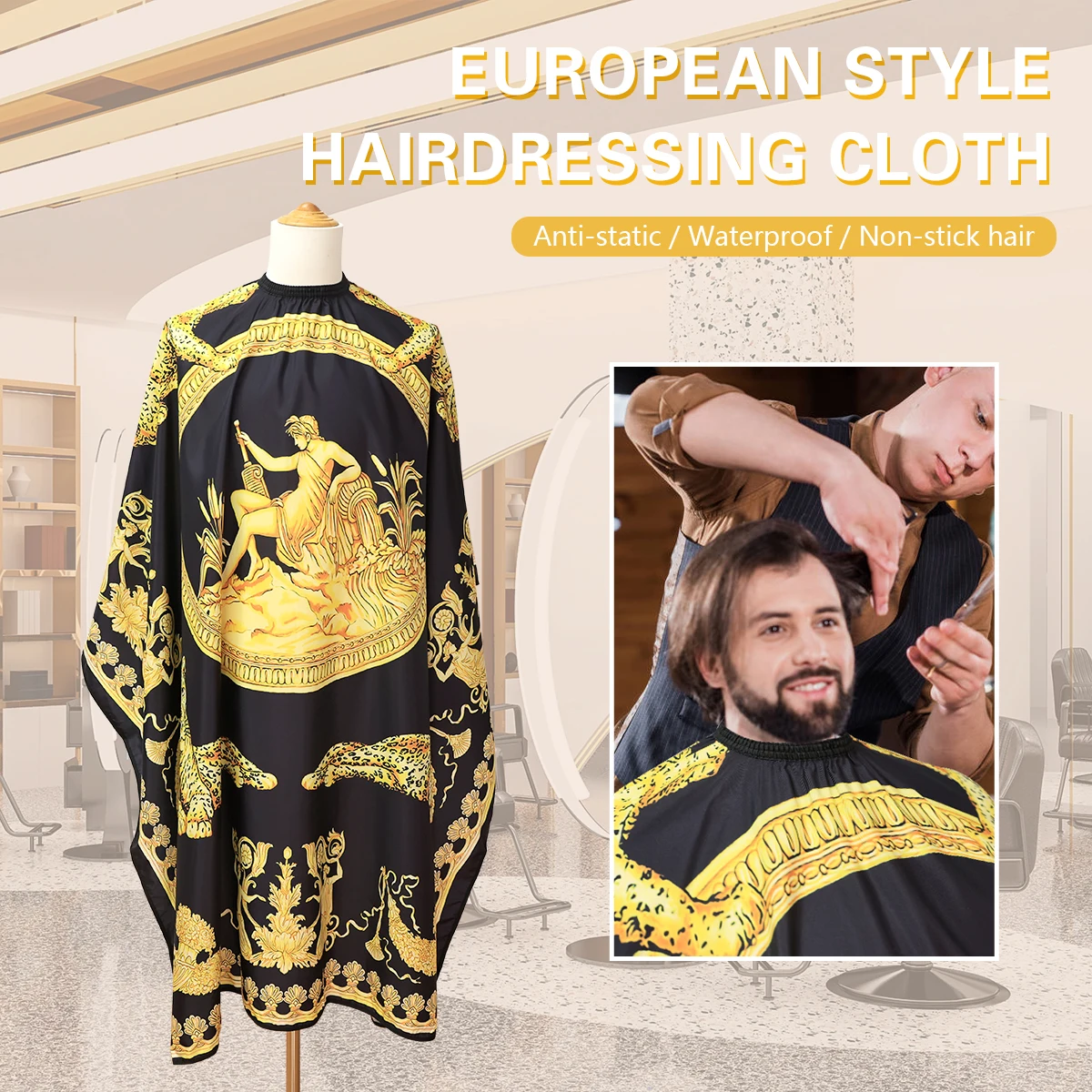 

Barbershop Hairdressing Coat Waterproof Hairdress Adjustable Gown Anti-static Buckle Haircut Cloth Barber Cape Tool