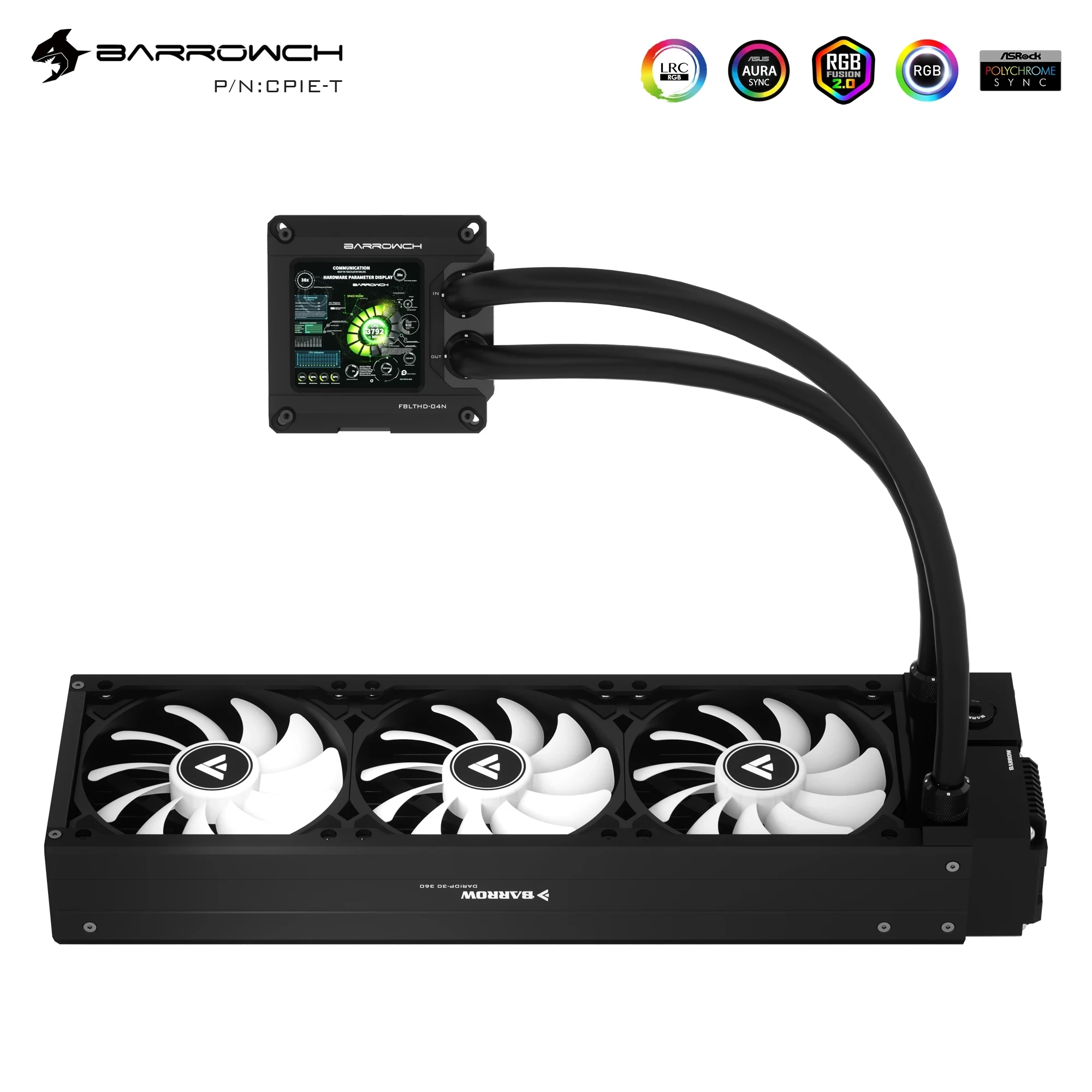 BARROW AIO Radiator+17W PWM Pump+Fan CPU Water Cooling kit For AMD AM4 / AM4 /AM3+ /AM3 /FM2 5V ARGB AURA SYNC