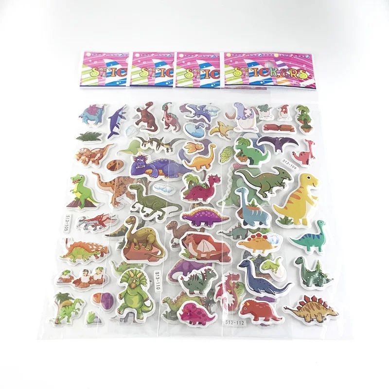 8 Sheets/Set Cartoon Dinosaur Animal Stickers for Kids Notebook Decoration DIY Cute Scrapbook 3D Puffy Sticker Boys Gift