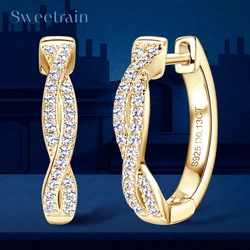 New Twisted Hoop Earrings S925 Sterling Silver Moissanite Diamond Earrings for Women Girls Wedding Birthday Jewelry Gifts