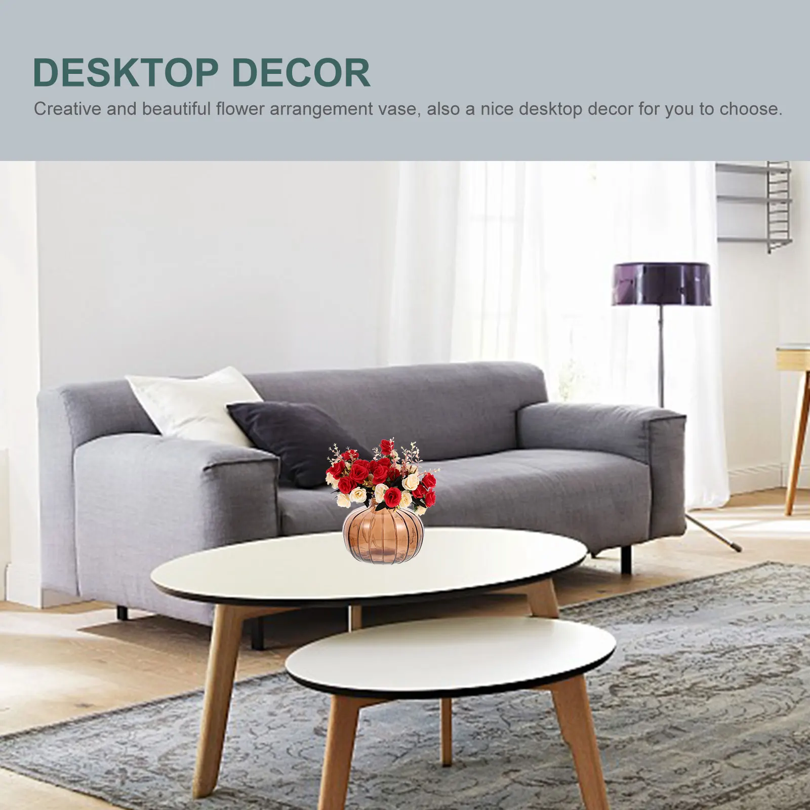 

2Pcs Pumpkin Glass Vase Small Flower Vases Creative Desktop Decoration Floral Arrangement Vase for Home Office