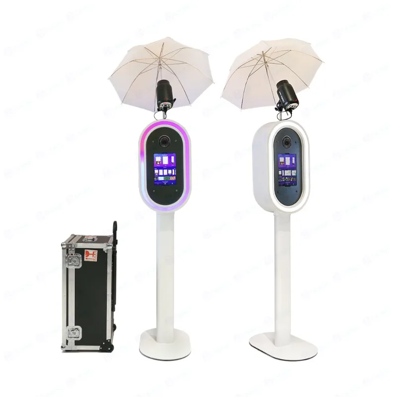 Wedding Party Events Flash Photobooth Shell Camera Mirror Photobooth Kiosk Oval iPad Photo Booth Machine With Printer Stand