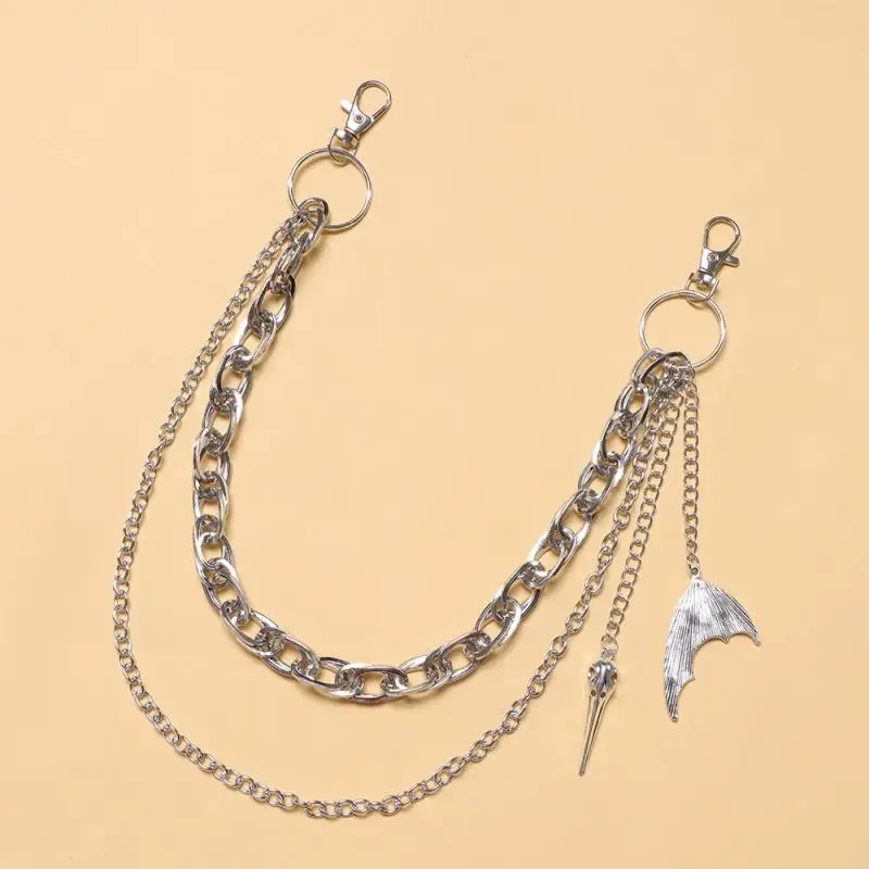 Multifuncional hip-hop punk metal rebites calças saco corrente de cintura multi-camada para vestir calças cinto jóias acessórios