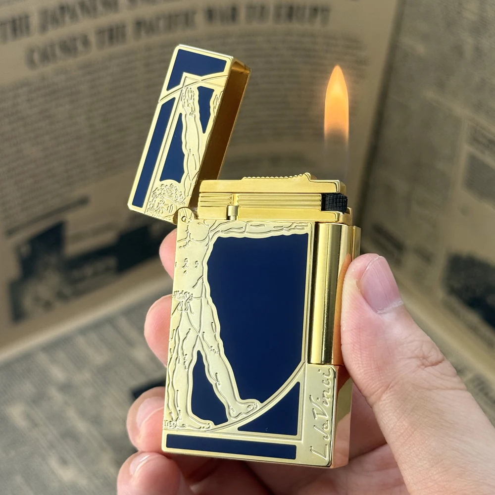 

Stylish Lacquer Lighter For Smokers Da Vinci Soft Flame Bright Sound Butane Refillable Memorial Smoking Tools For Man Gift