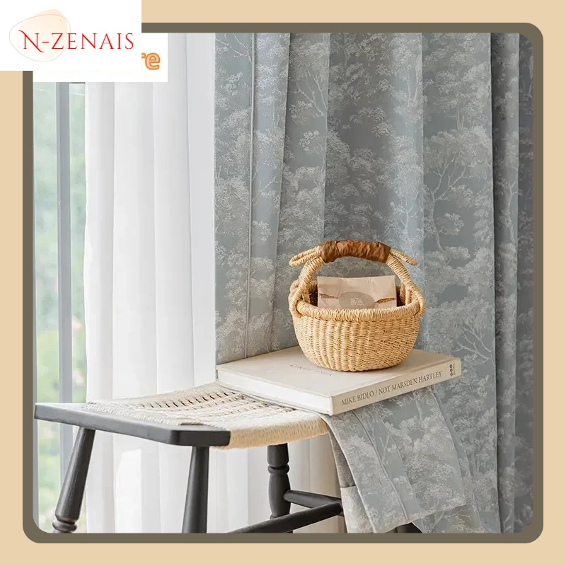 

Fashion Custom Size New Full Blackout Chenille Curtains French Light Luxury High-Quality Curtains Living Room Bedroom Simple